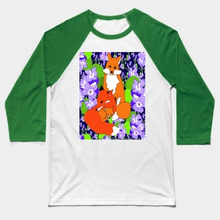 FOX FAMILY AND VIOLETS Baseball T-Shirt